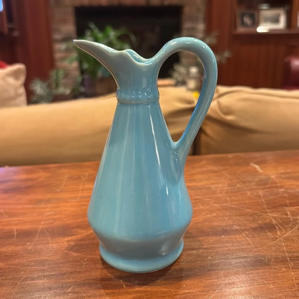Vintage Maple Syrup Pitcher Handle Ceramic Blue Marked 474 EXCELLENT CONDITION